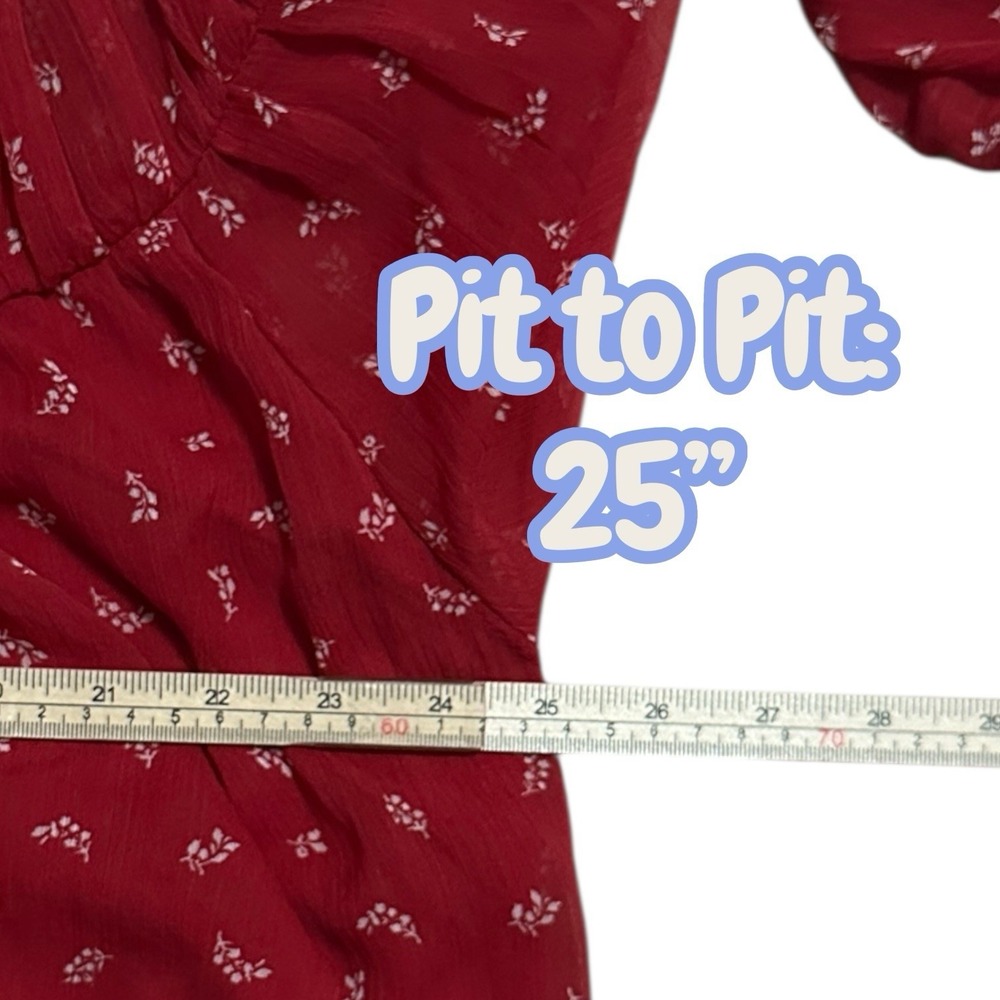 Old Navy Tie-Front Chiffon Top Red Floral Plus 2XL Coquette Cottagecore Boho NEW - Picture 8 of 10